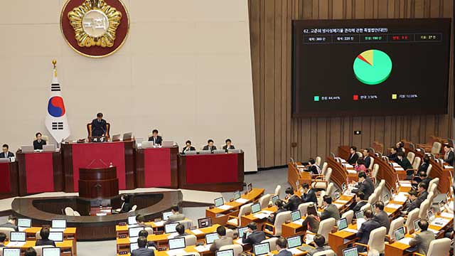 [속보] 류희림 방심위원장 사퇴 촉구 결의안·<br>감사요구안, 국회 본회의 통과